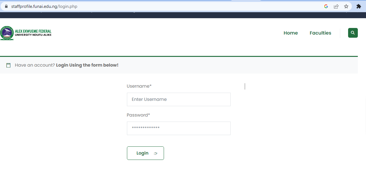 funai staff login portal